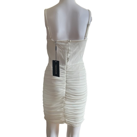 PrettyLittleThing NWT's - Womens Corset BodyCon Mesh Ruched Mini Dress Sz. 4 - Picture 6 of 9